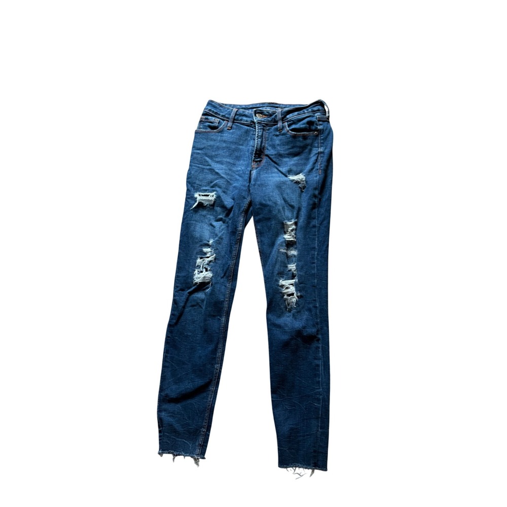Old Navy Rockstar Super Skinny High Rise Distressed Jeans Dark Wash Denim 4